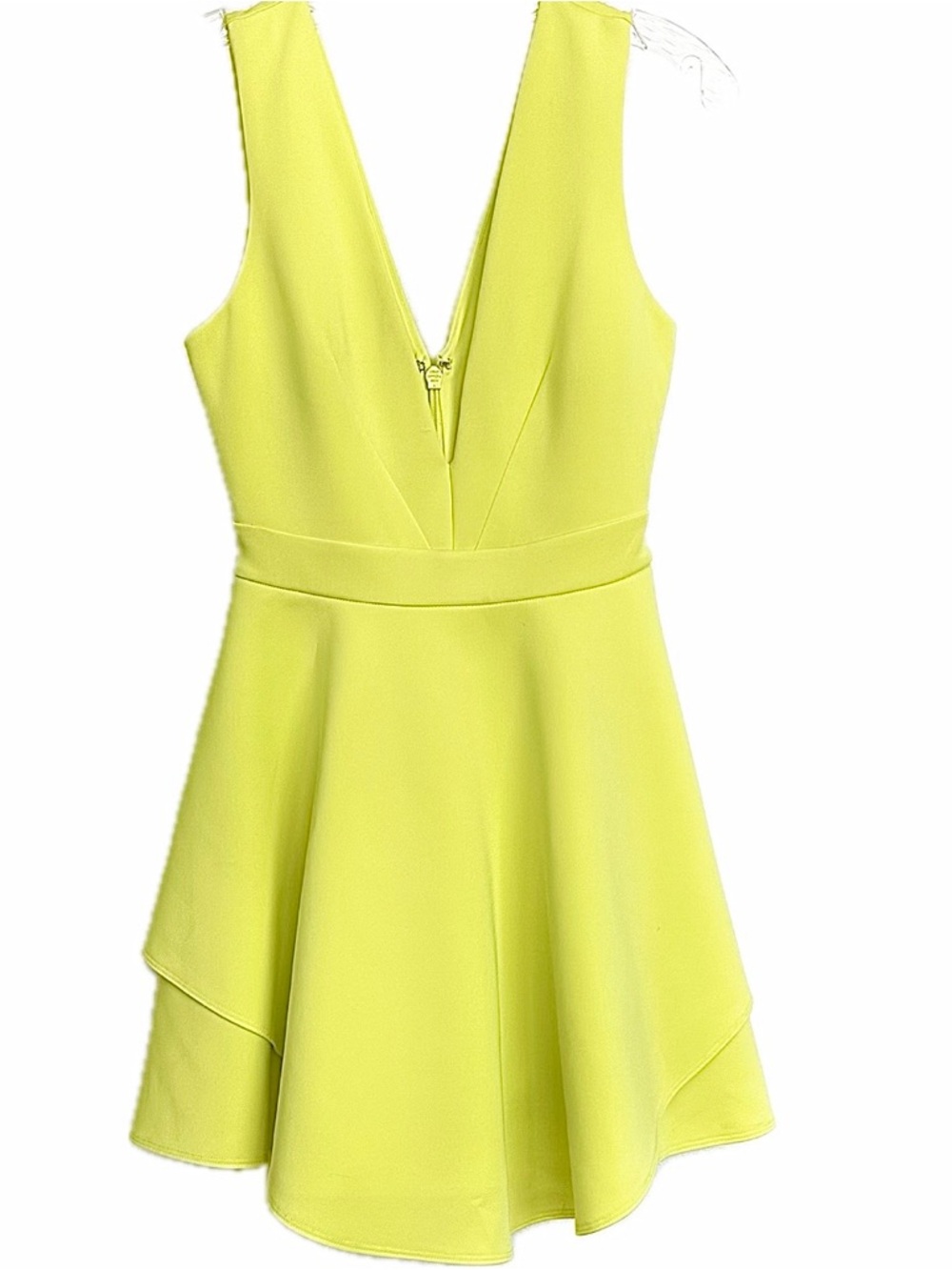 Bright Yellow V-Neck Fit & Flare Dress